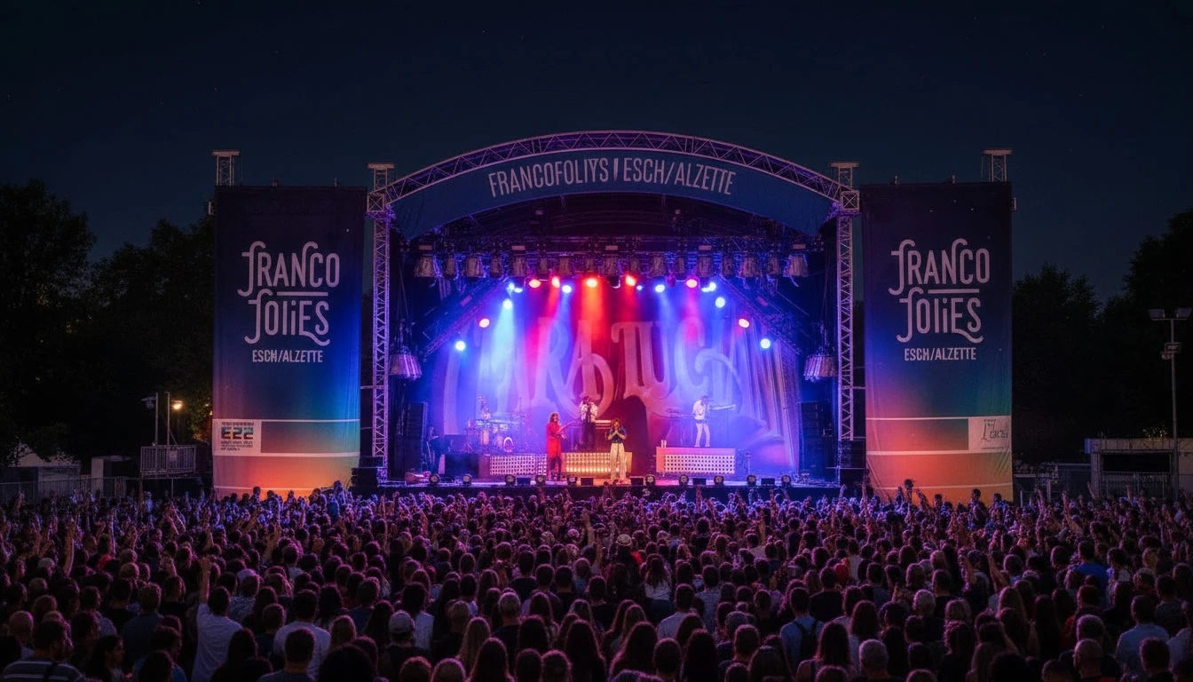 Concert en salle avec foule de spectateurs face à la scène